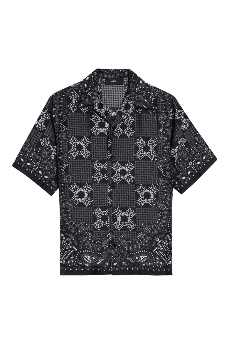 MA Check Silk Camp Shirt, Main, color, BLACK