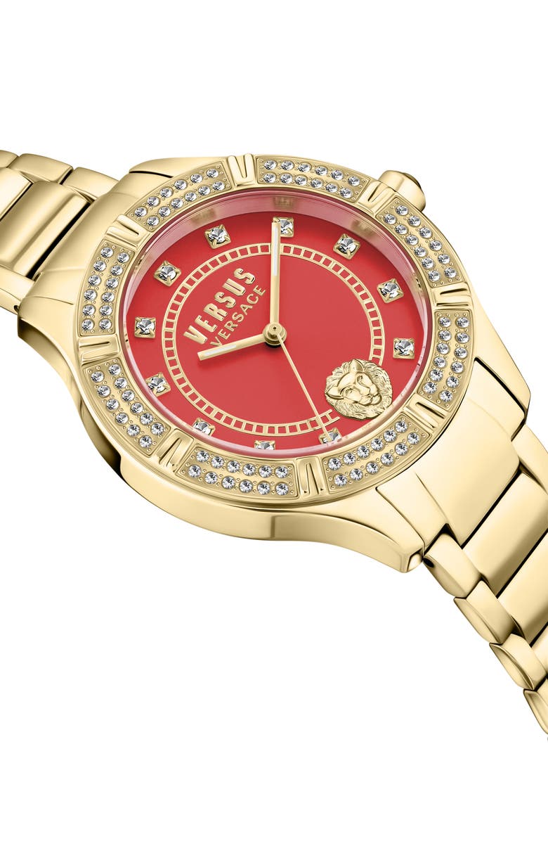 VERSUS Versace Canton Road Crystal Bracelet Watch, 36mm, Alternate, color, Ip Yellow Gold