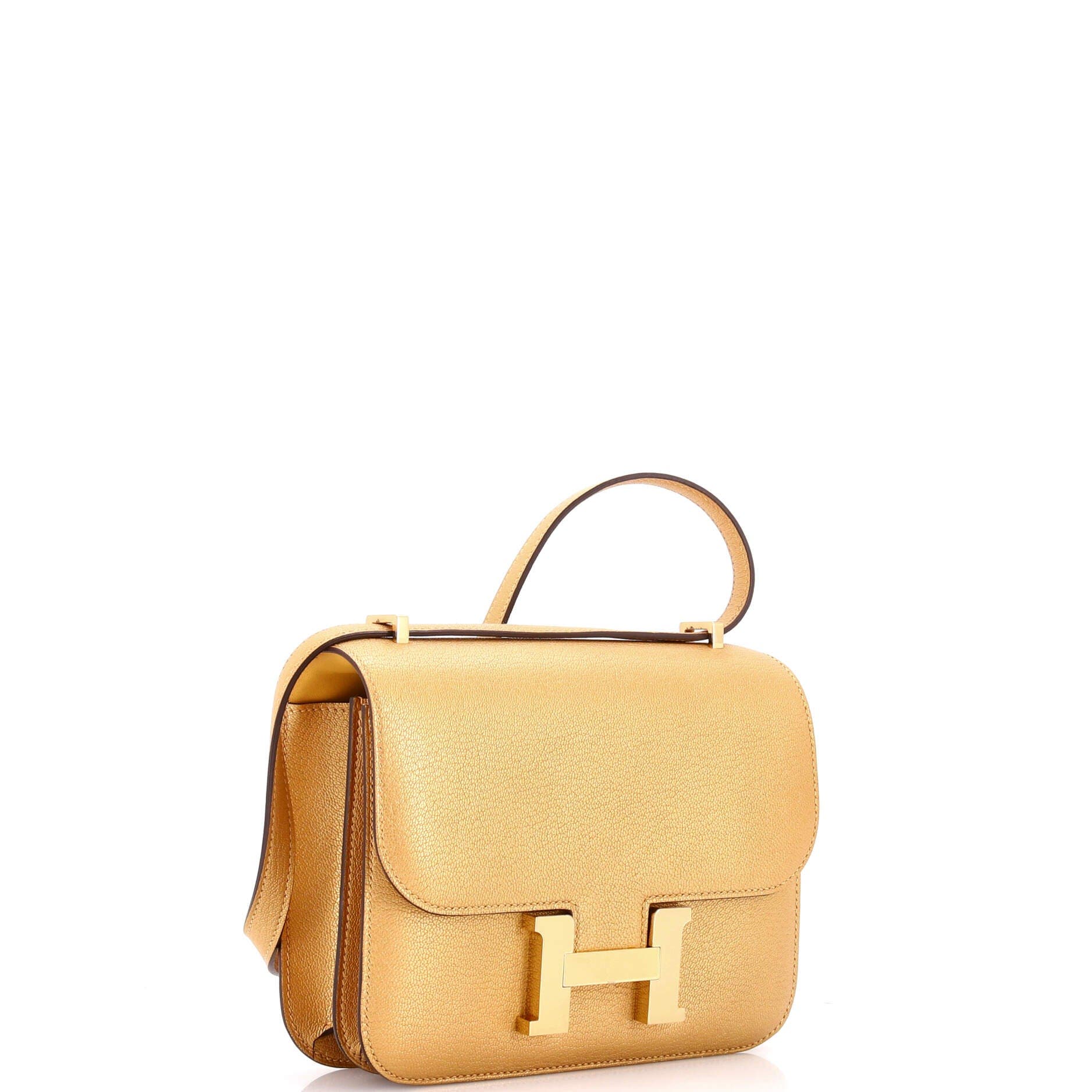 Pre-Owned Hermes Constance NM Bag Metallic Chevre Chamkilight 18, Alternate, color, Dore