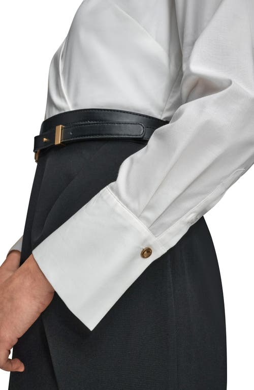 Donna Karan New York Belted Sateen Sheath Dress In White