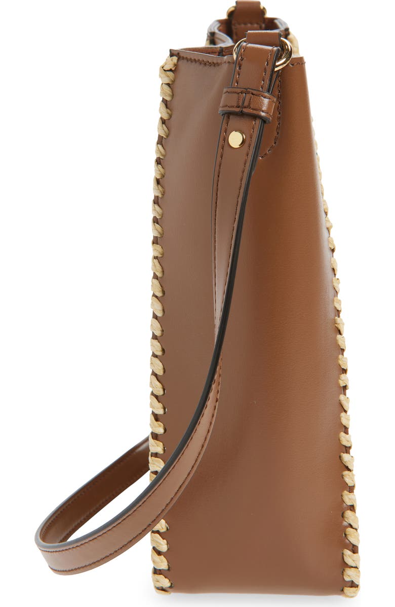 Stella McCartney Raffia Trim Crossbody Bag, Alternate, color, Tan
