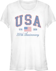 Lost Gods Junior's 250th Anniversary USA Short Sleeve Graphic T-Shirt