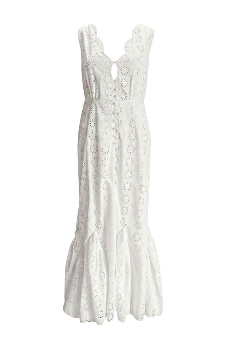 Seruni Embroidered Mermaid Maxi Dress, Main, color, White