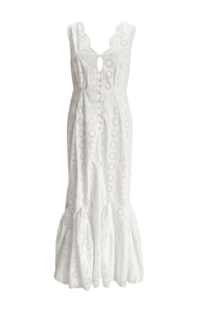 BRUNNA.CO Seruni Embroidered Mermaid Maxi Dress, Main, color, White