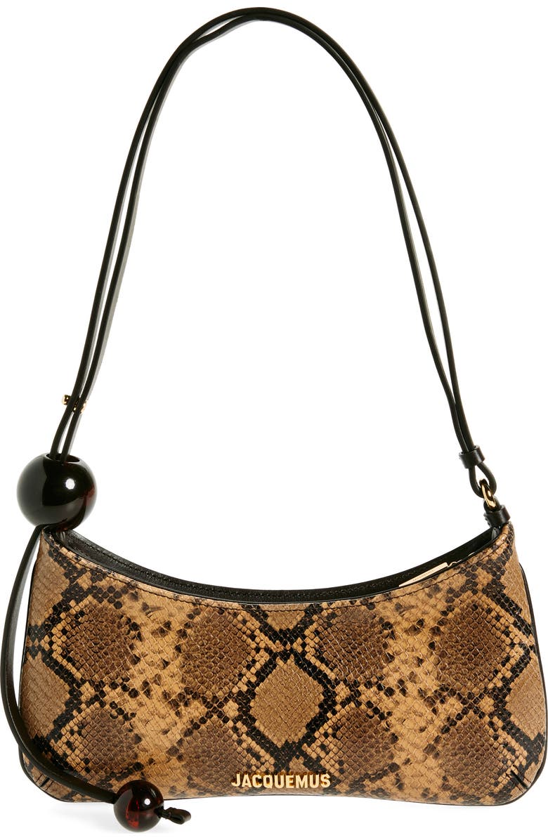 Jacquemus Le Bisou Perle Snakeskin Embossed Leather Shoulder Bag, Main, color,