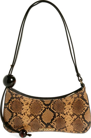 【Jacquemus】関税込☆Le Bisou Perleパイソン ショルダーバッグ Jacquemus Le Bisou Perle Snakeskin Embossed Leather Shoulder
