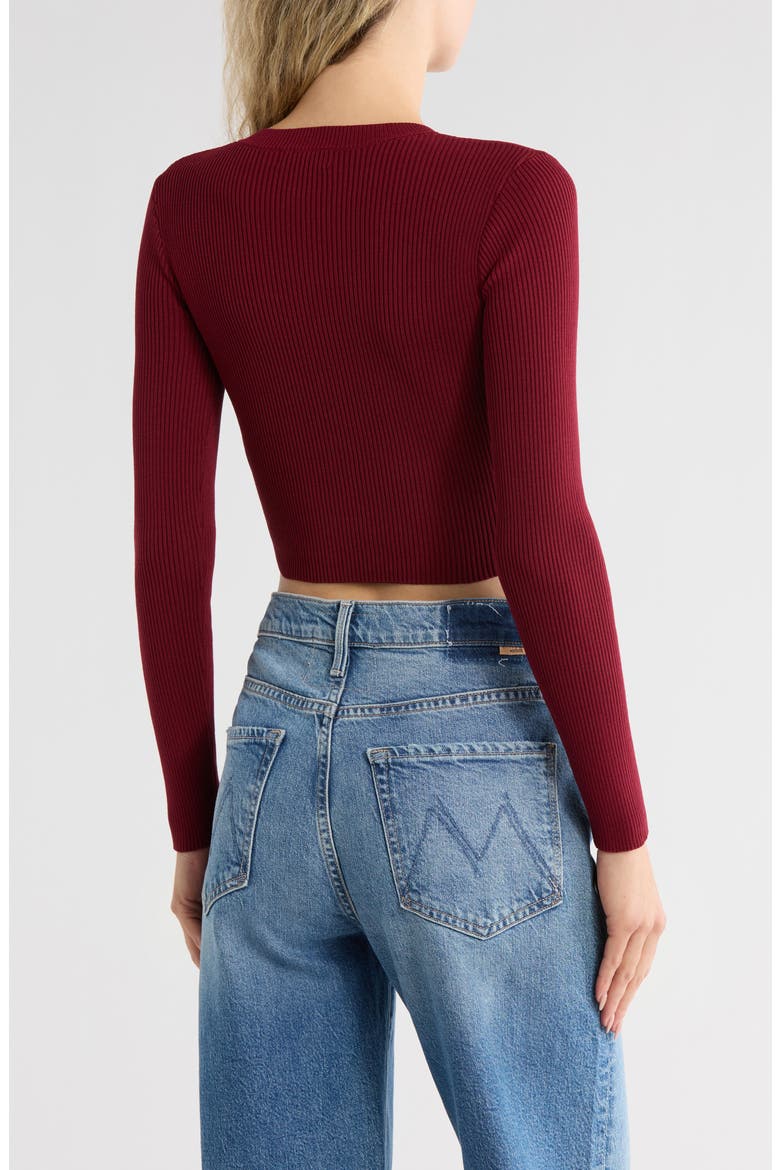 Button Front Crop Cardigan, Alternate, color, RED WOOD
