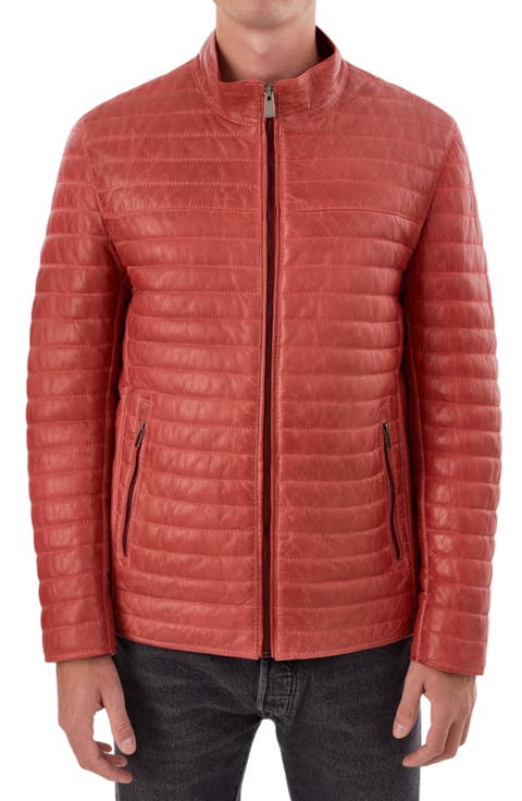 Leather Channel Quilt Jacket