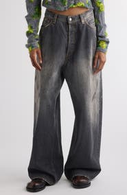 Acne Studios 2023 Black Trafa Paint Splatter Baggy Wide Leg