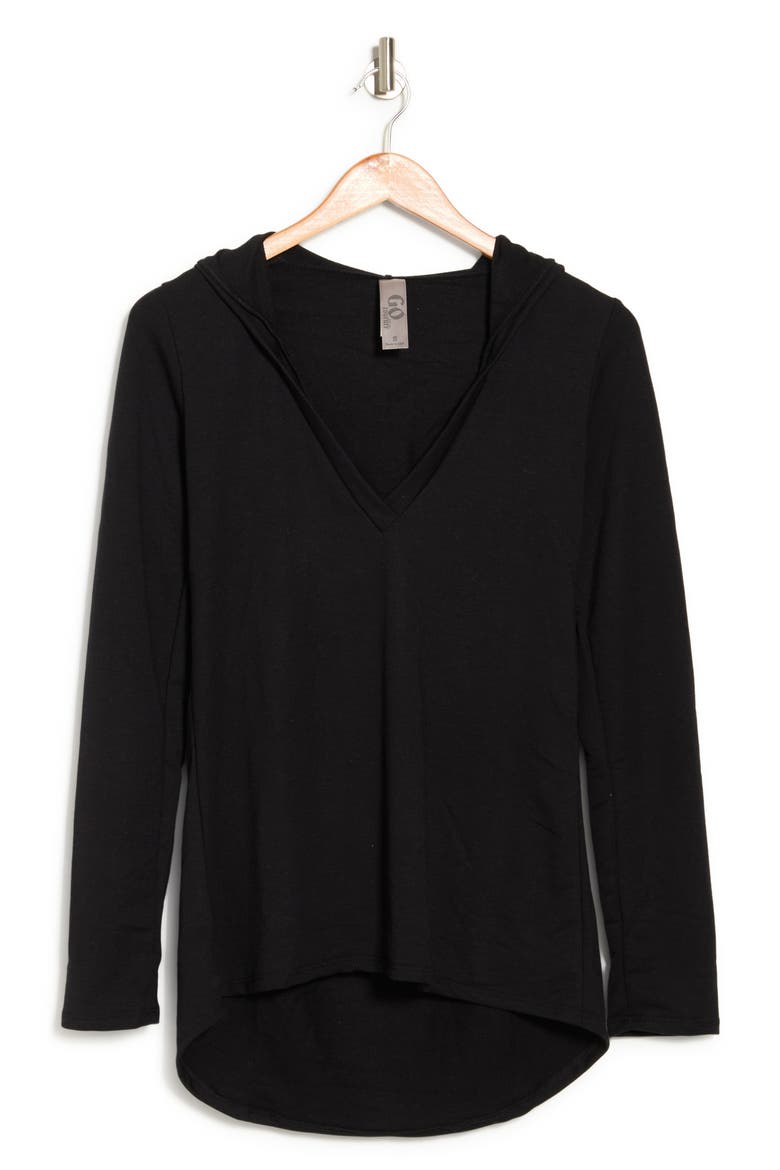 Hooded Tunic Sweater, Alternate, color, BLACK PRINT 1