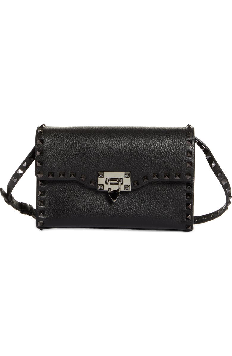 Valentino Garavani Small Rockstud Leather Shoulder Bag, Main, color,