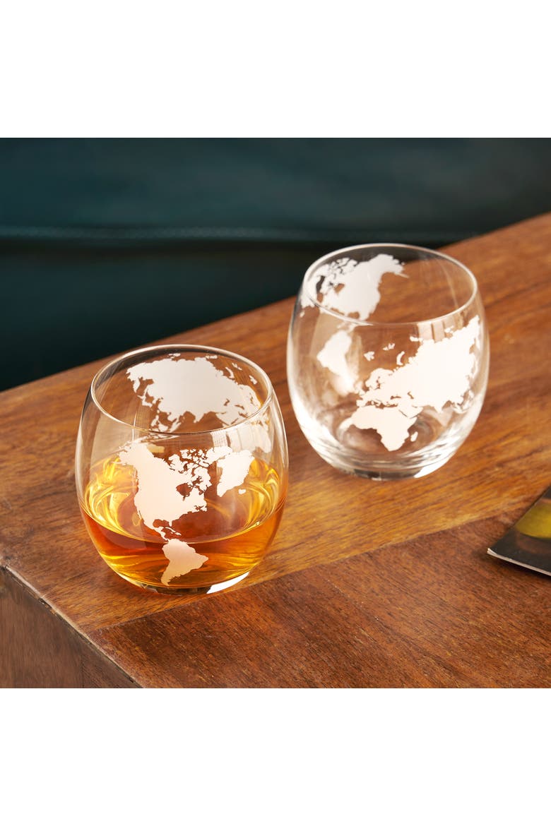 Globe Whiskey Tumblers Set of 2, Alternate, color, Clear
