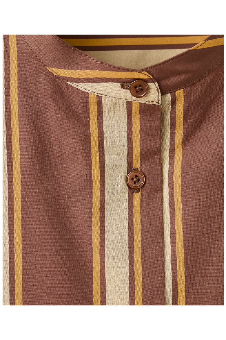 Stripe Long Sleeve Cotton Nightgown, Alternate, color, BROWN