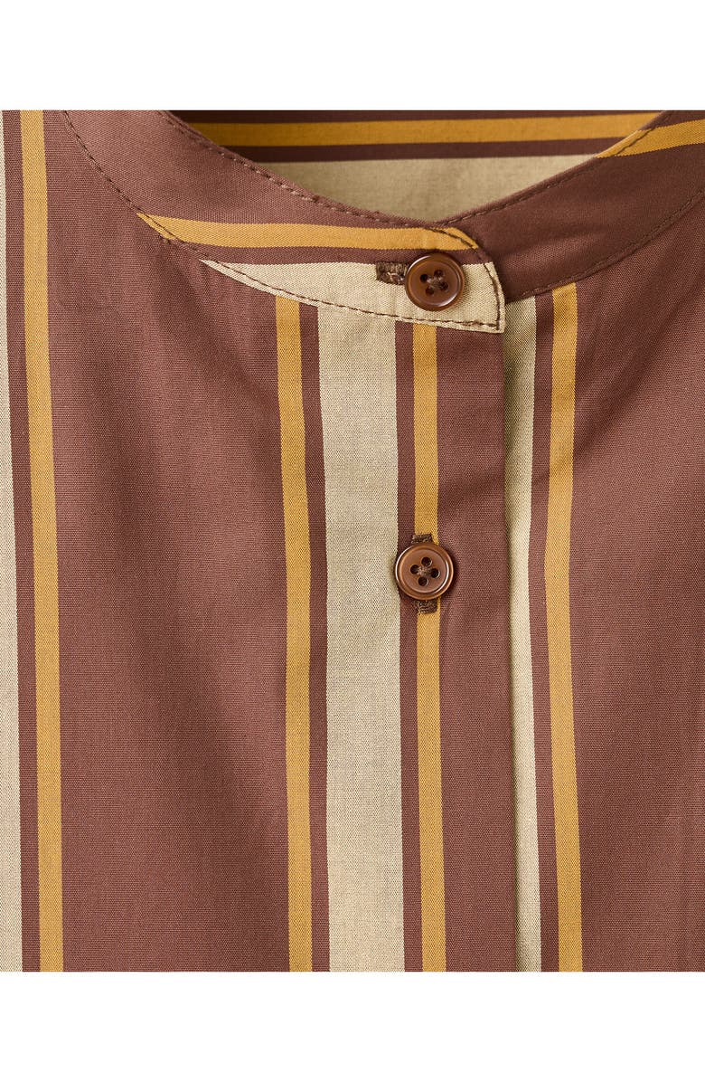 MANGO Stripe Long Sleeve Cotton Nightgown, Alternate, color, Brown