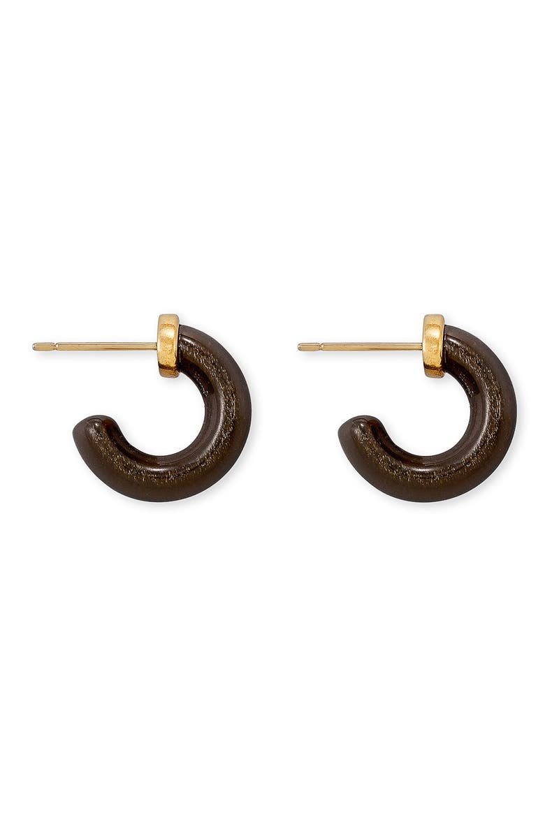 Mikki Huggie Hoop Earrings, Alternate, color, VINTAGE GOLD GOLDEN OBSIDIAN