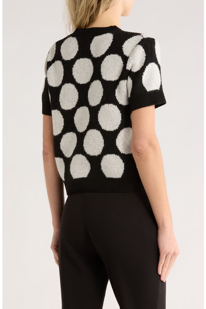 Fuzzy Polka Dot Sweater, Alternate, color, BLACK/ IVORY