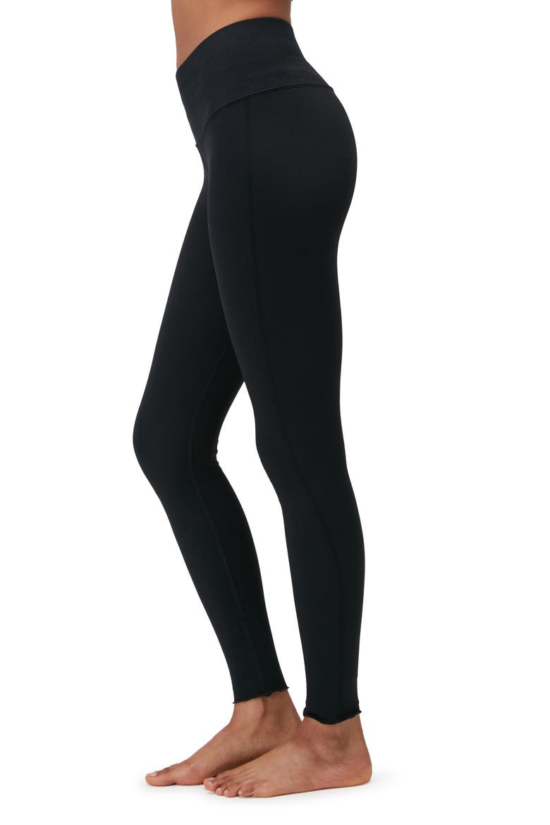 Love Sculpt Ruffle High Waist Leggings, Alternate, color, BLACK