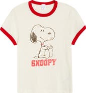 Re/Done Classic Peanuts® Snoopy Cotton Graphic Ringer T-Shirt