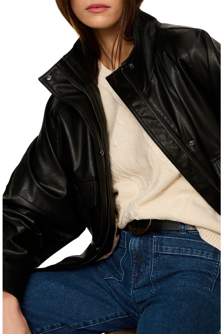 Alana Faux Leather Jacket, Alternate, color, BLACK
