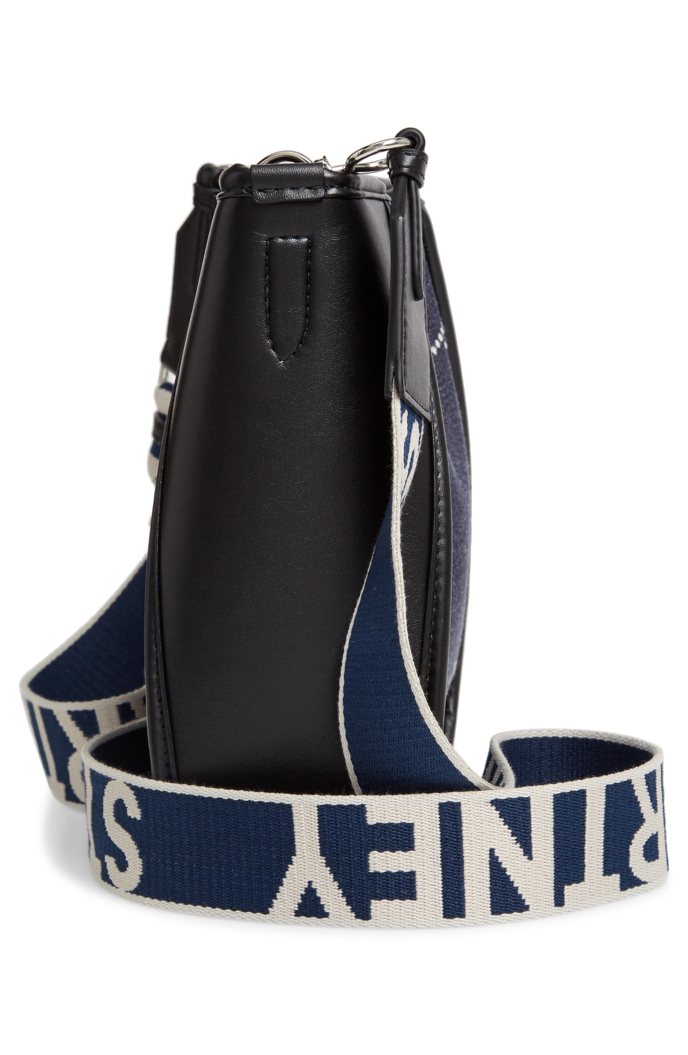 Stella McCartney Mini Embroidered Logo Denim & Faux Leather Crossbody Bag, Alternate, color, 