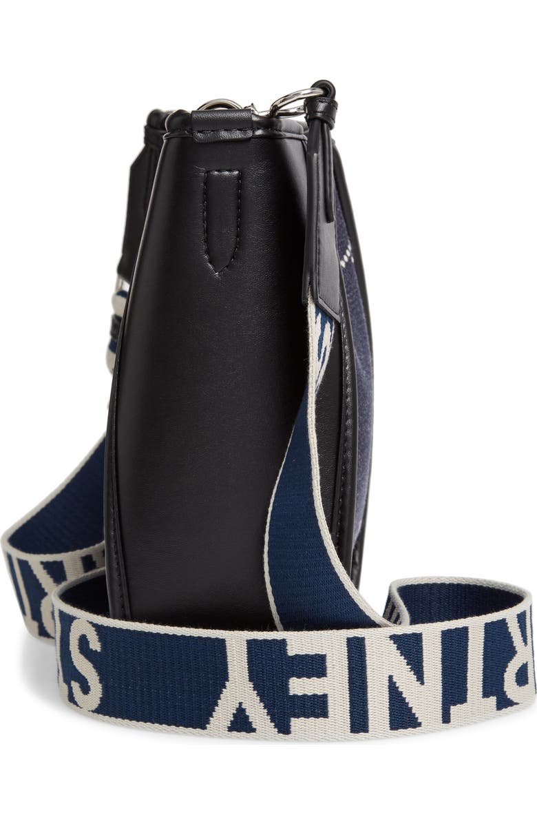 Stella McCartney Mini Embroidered Logo Denim & Faux Leather Crossbody Bag, Alternate, color,