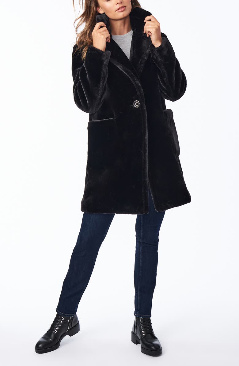 Bernardo Smooth Faux Fur Long Coat, Alternate, color, 