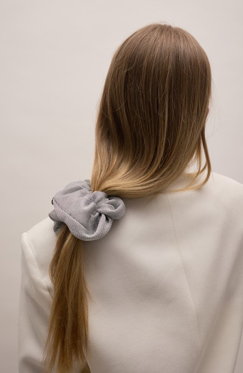 LELET NY Odessa Oversize Chainmail Scrunchie, Alternate, color, Silver
