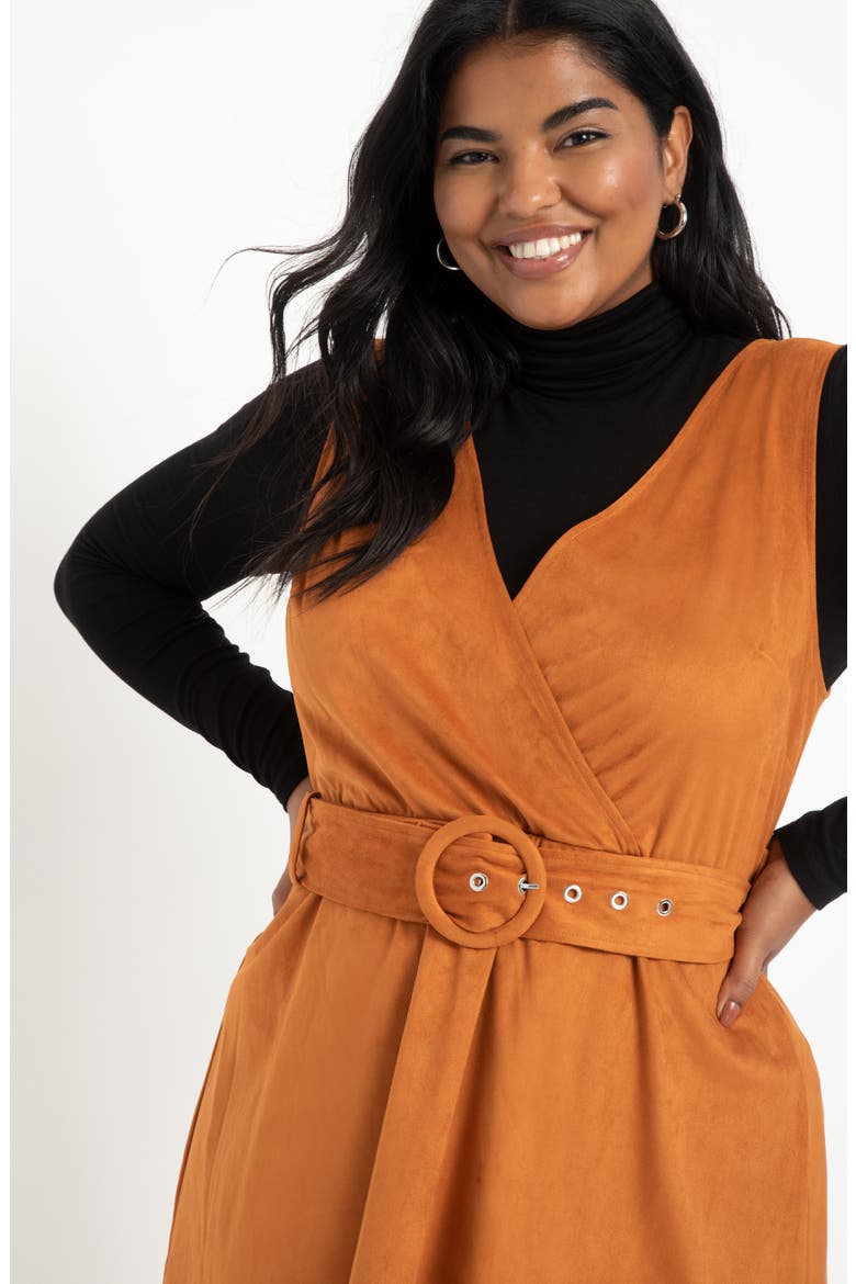 Faux Suede Jumper Dress, Alternate, color, SUGAR ALMOND