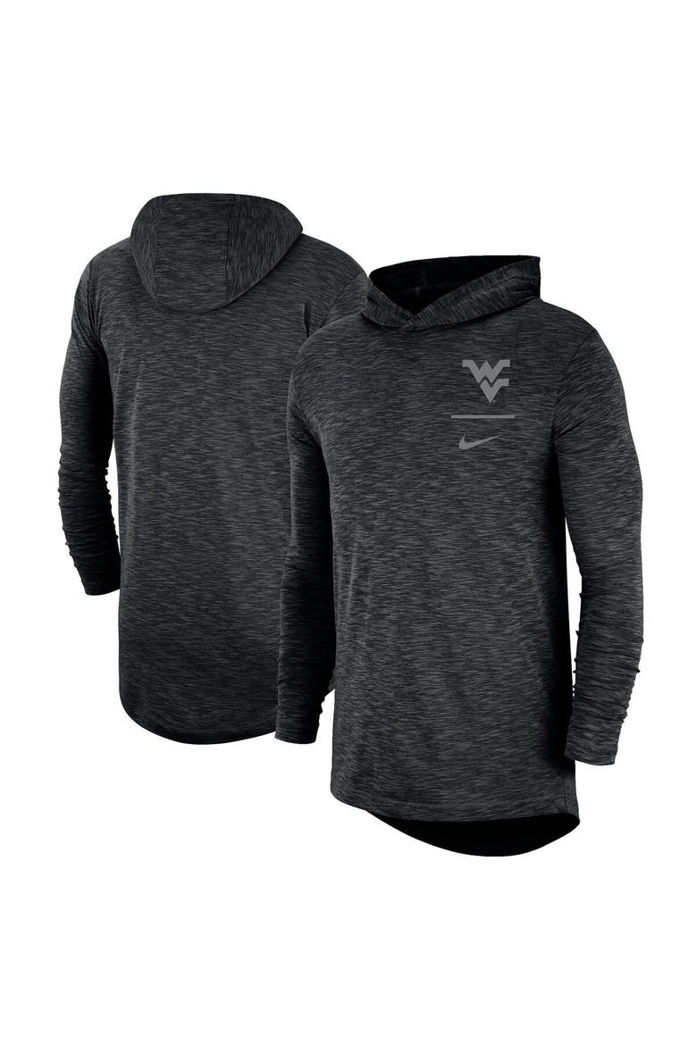 Men's Nike Black West Virginia Mountaineers Slub Performance Long Sleeve Hoodie T-Shirt, Main, color, Black