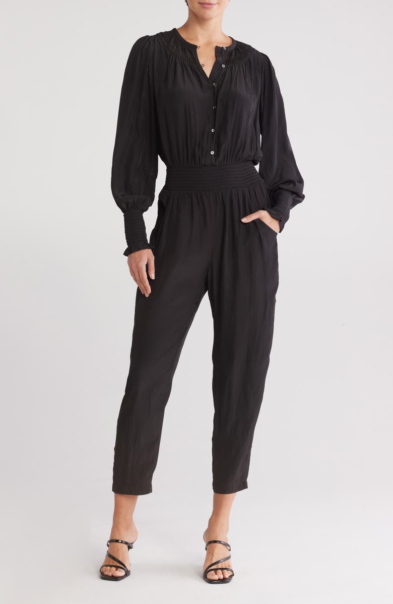 Ramy Brook Carina Smocked Long Sleeve Jumpsuit, Main, color,
