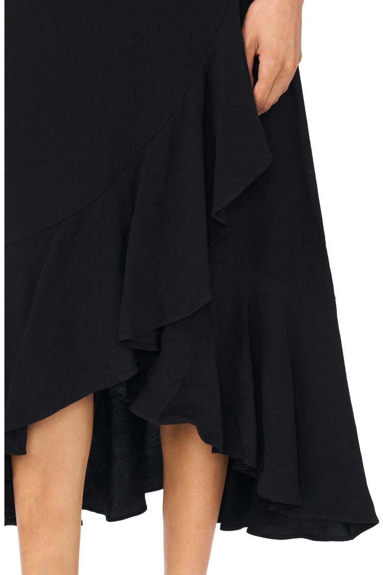 Ruffle High-Low Midi Skirt, Alternate, color, RICH BLACK