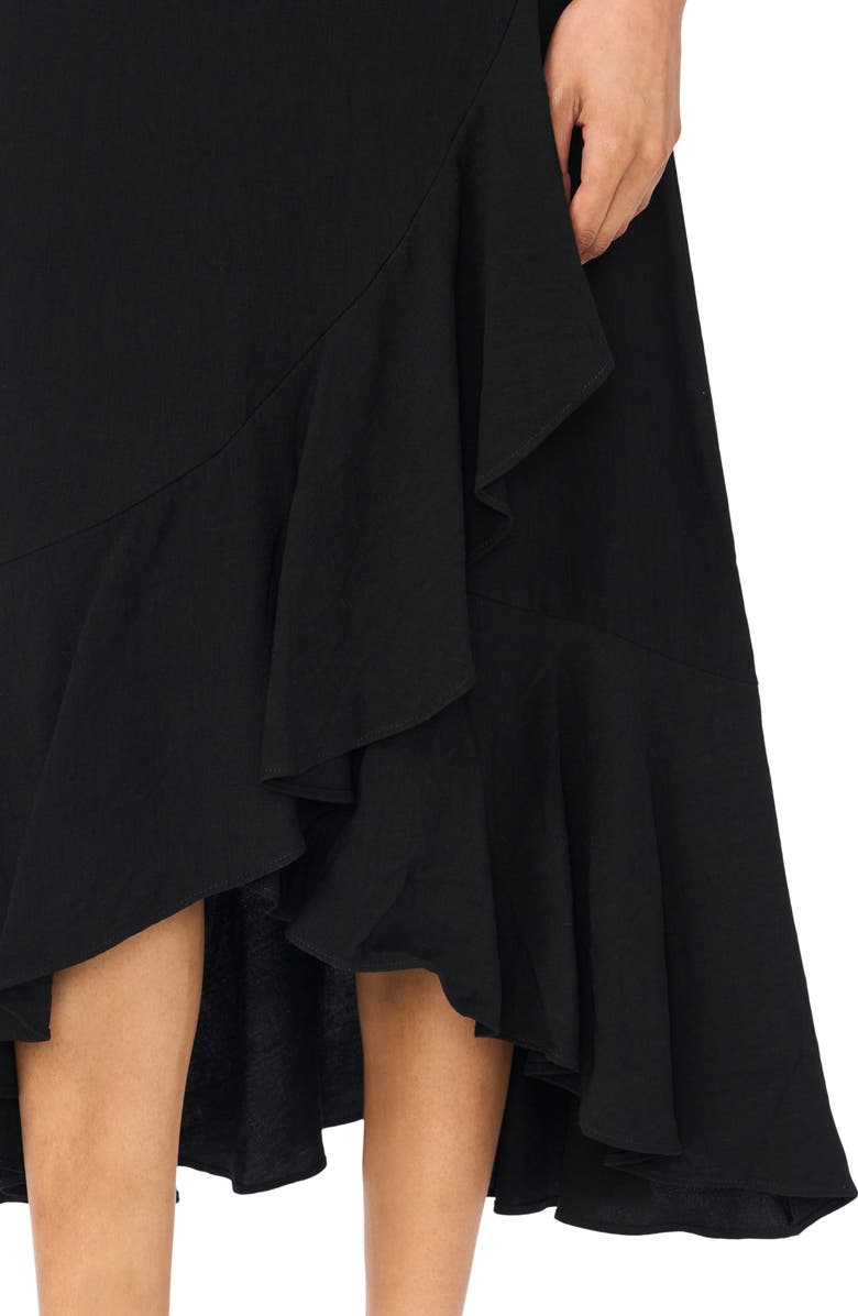 Vince Camuto Ruffle High-Low Midi Skirt, Alternate, color, Rich Black