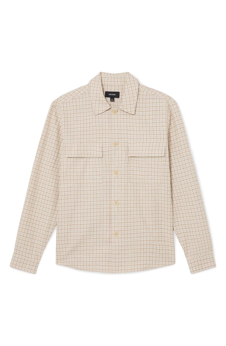 Reiss Sever Cotton & Linen Check Overshirt, Alternate, color, Oatmeal