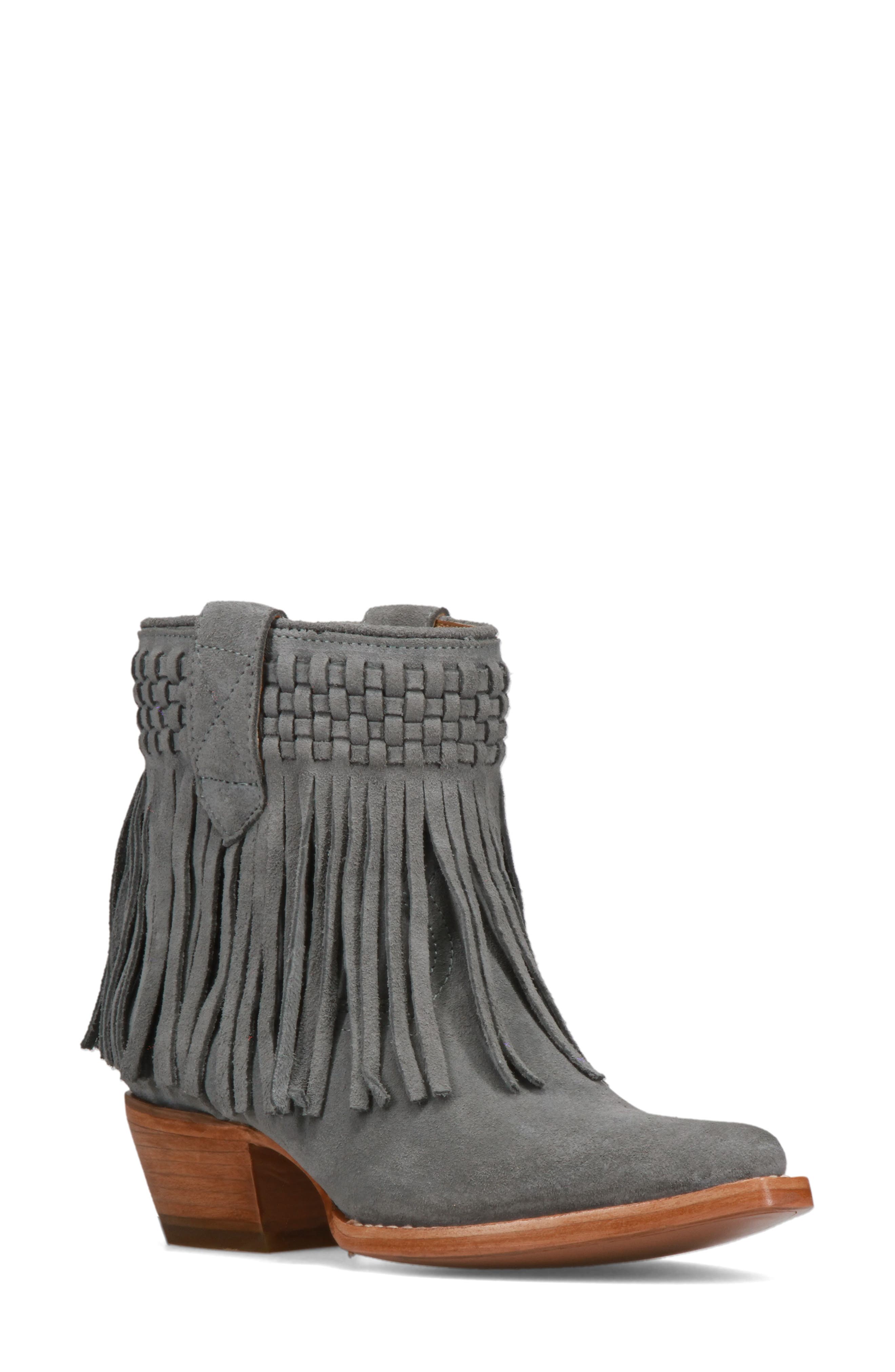 Frye Sacha Fringe Western Bootie, Main, color, 
