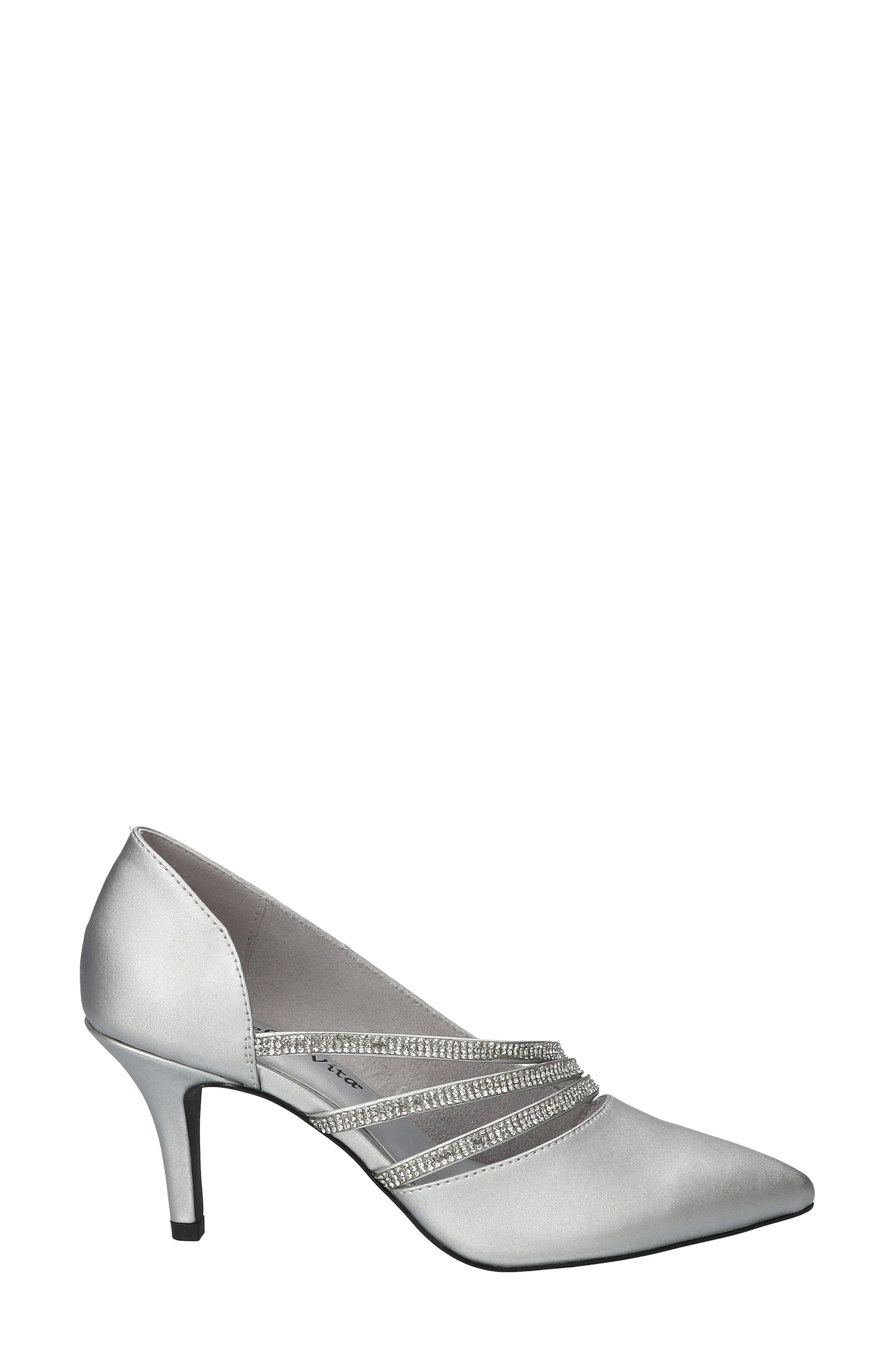 Azalea Bella Vita Crystal Embellished Pump, Alternate, color, SILVER SATIN-STONES