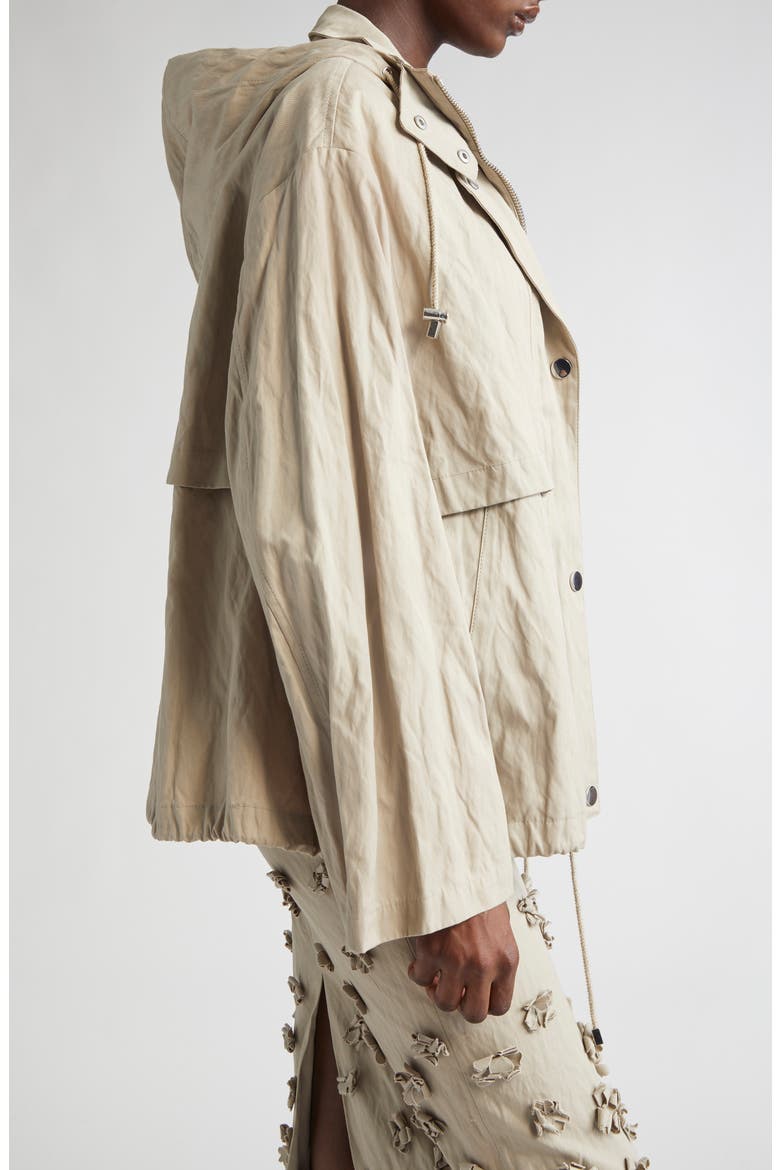 Metallic Gabardine Hooded, Alternate, color, ALMOND