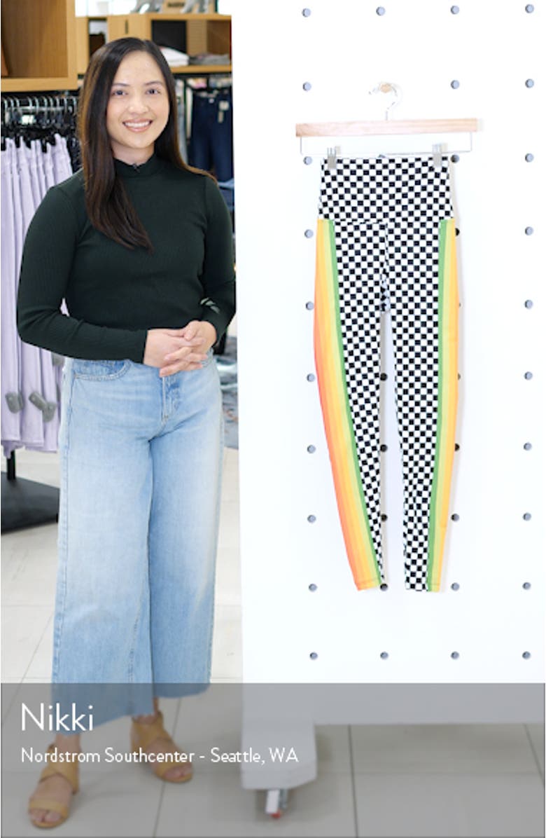 Jade Neon Stripe & Check Print Leggings, sales video thumbnail