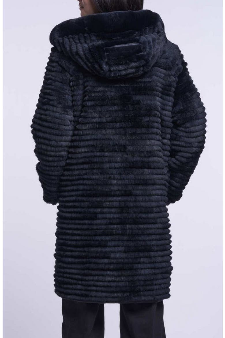 Reversible Genuine Shearling Hooded Coat, Alternate, color, BLACK