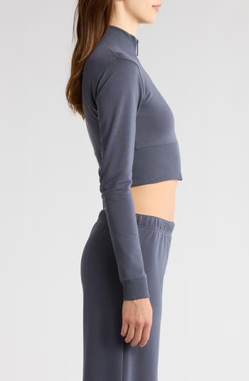 Crop Stretch Cotton Blend Track Jacket