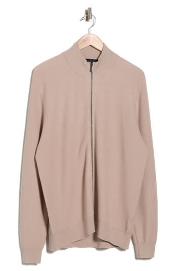 Elie Tahari Full Zip Jersey Sweater In Pink