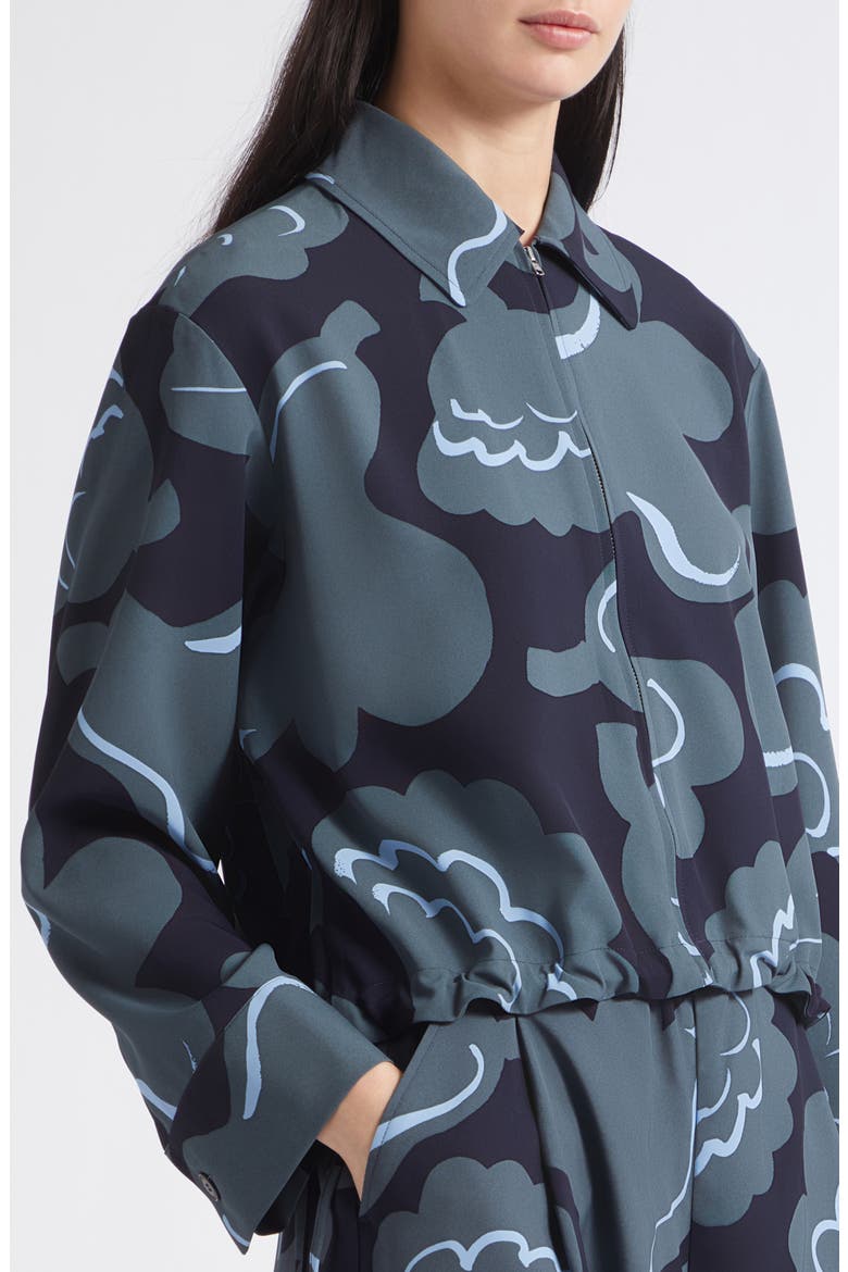 Pulssi Kukasta Kukkaan Cropped Zip Shirt, Alternate, color, GREY DARK BLUE LIGHT BLUE