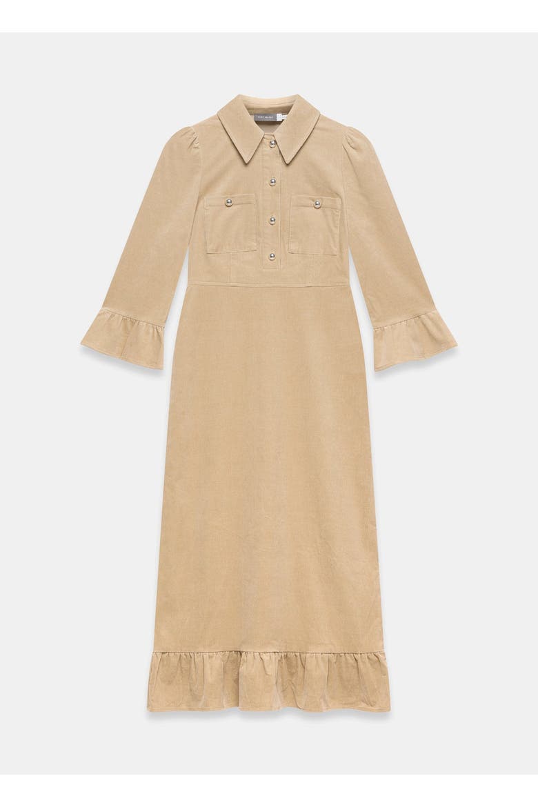 Corduroy Belted Midi Dress, Alternate, color, Neutral