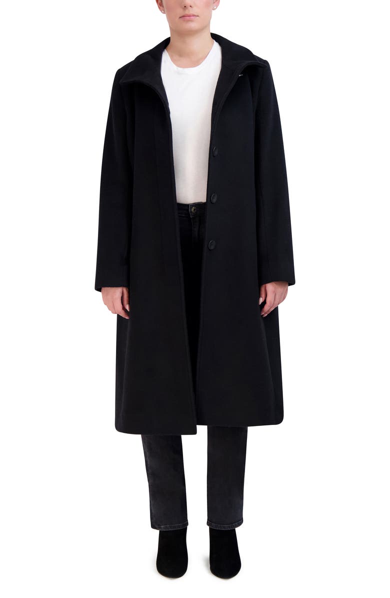 Cole Haan Signature Longline Wool Blend Coat, Alternate, color, Black