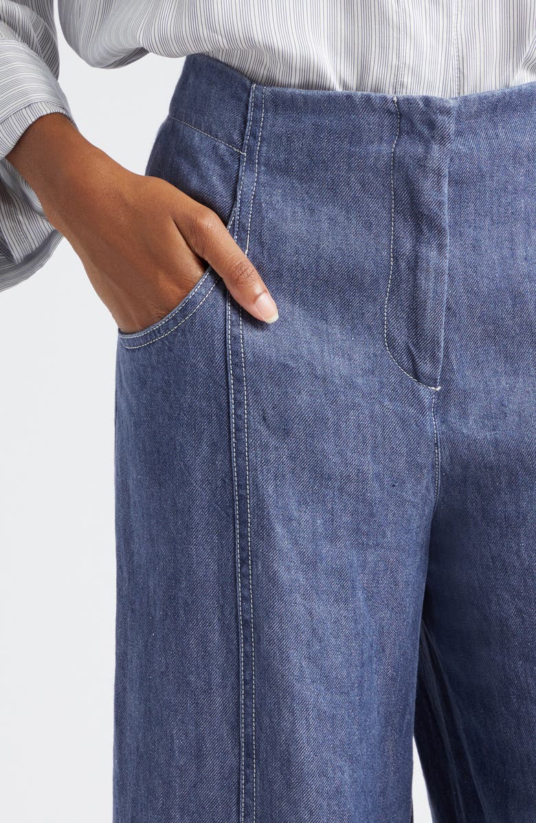 TWP Demie Wide Leg Hemp Jeans, Alternate, color, Medium Indigo