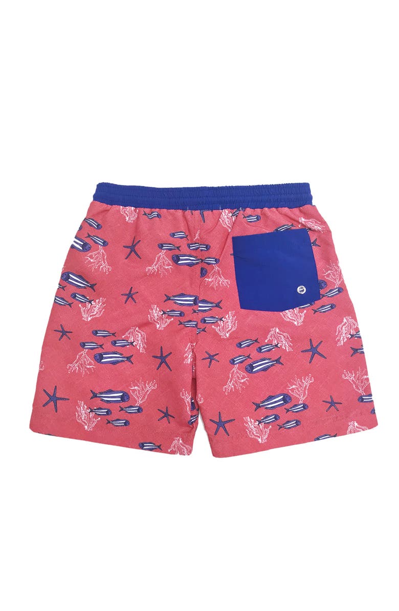 NESSI BYRD Kids' Underwater Life Quick-Dry Swim Trunks, Alternate, color, Red