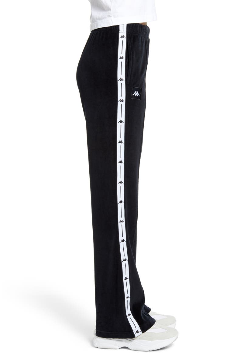 Kappa Barav Velour Track Pants, Alternate, color, BLACK/ WHITE