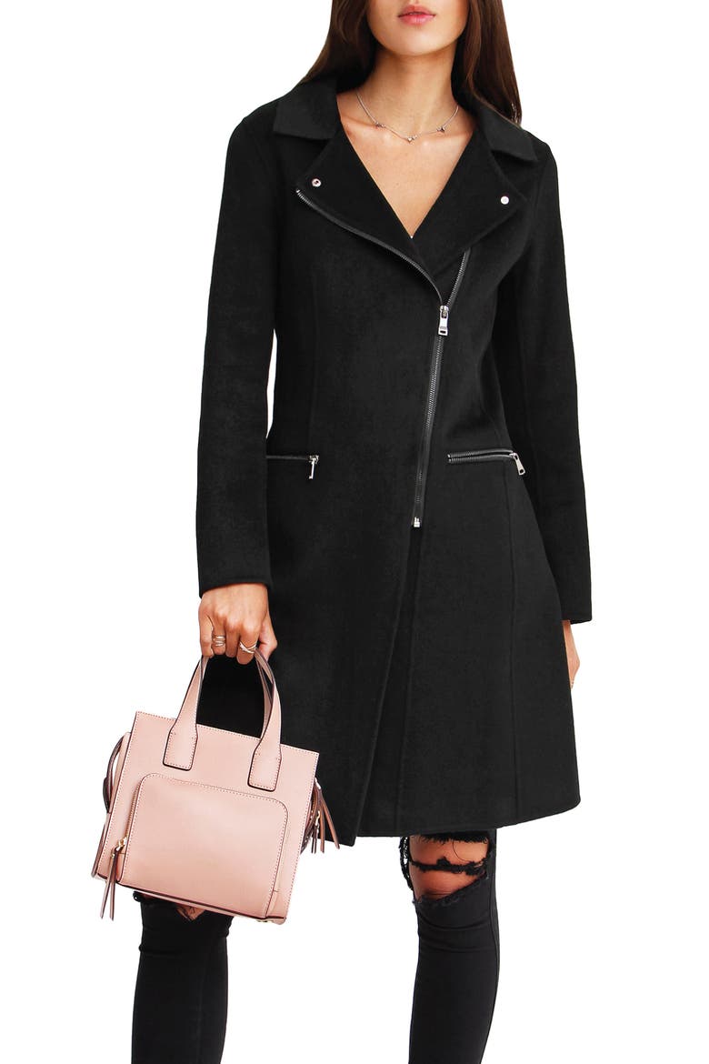 BELLE AND BLOOM Last Chance Wool Blend Coat, Alternate, color, BLACK