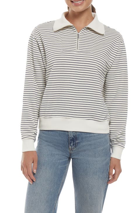 Stripe Quarter Zip Sweatshirt