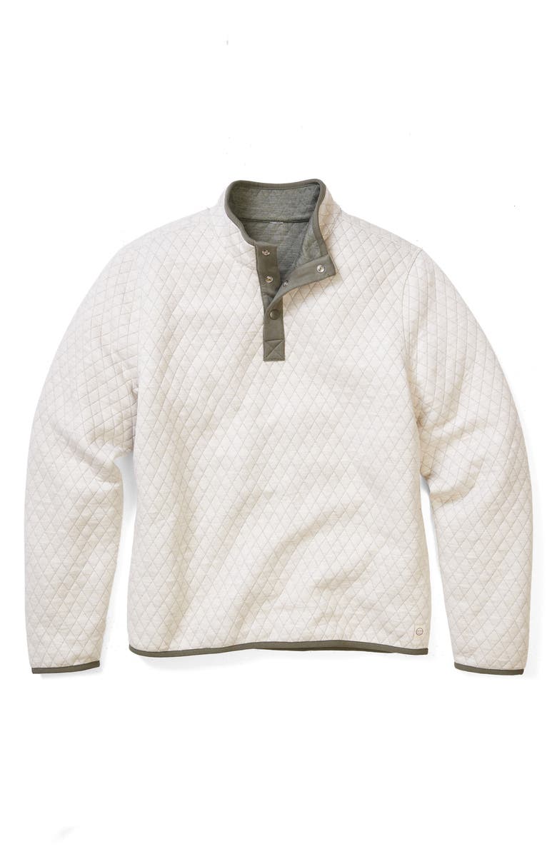 Marine Layer Corbet Reversible Quilted Snap Placket Sweatshirt, Alternate, color, Oatmeal/ Olive