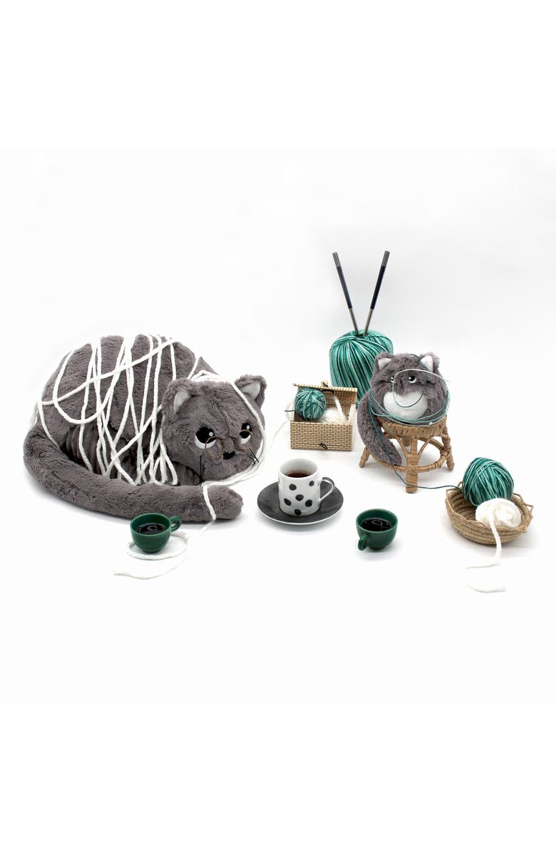 Les Ptipotos Cat Mom & Her Baby - Secret Keeper Plush Toy, Eco-Friendly, Soft & Washable, Alternate, color, Grey